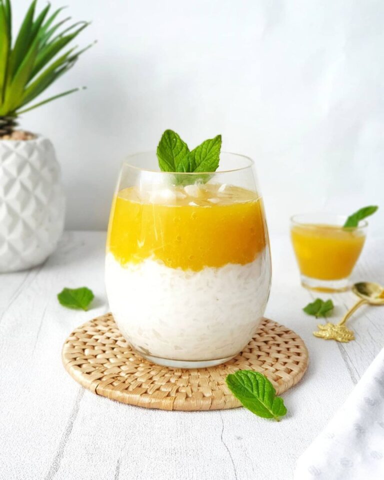Riz au lait de coco – coulis de mangue Riz au lait de coco – coulis de mangue