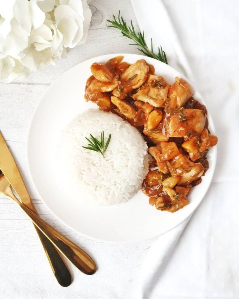 Poulet à l&rsquo;abricot – romarin – thym