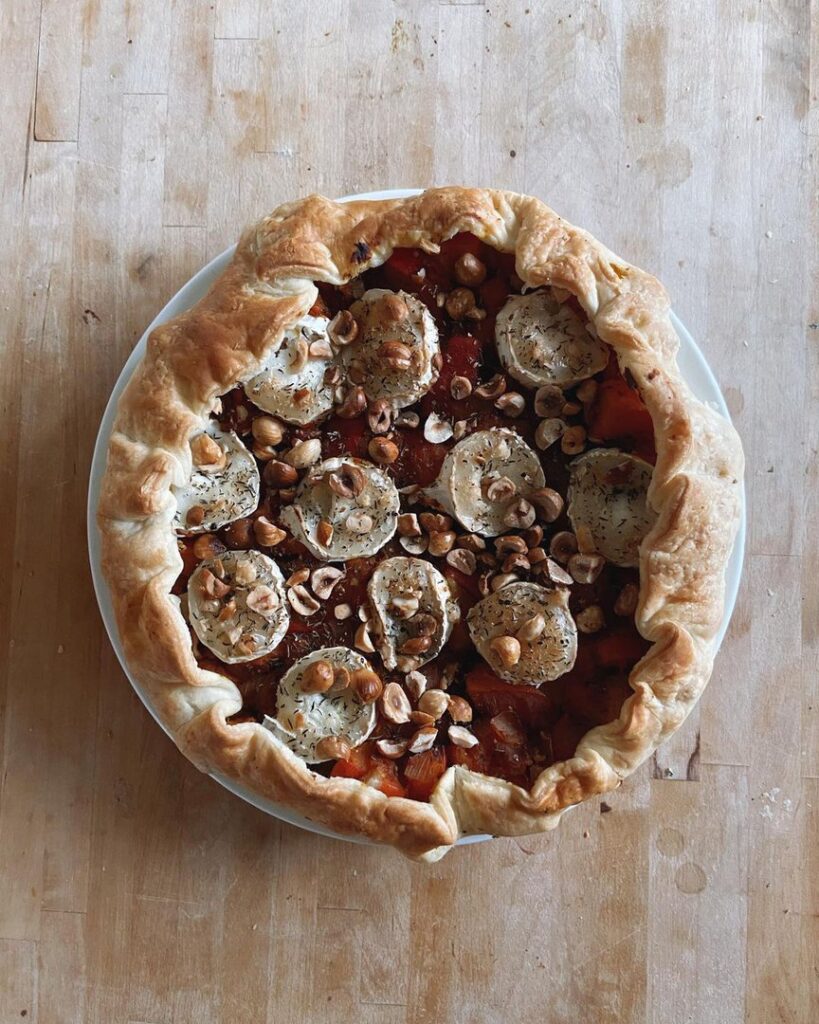 tarte potimarron noisettes et fromage de chèvre