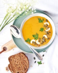 Soupe de potiron et lait de coco