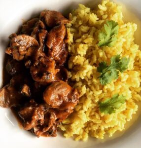 Gésiers et riz au curcuma