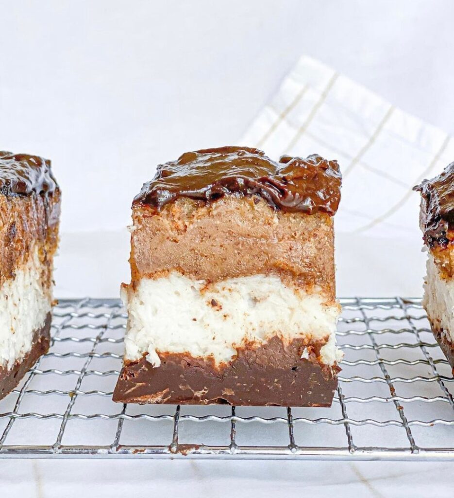 Vegan chocolate coconut caramel square
