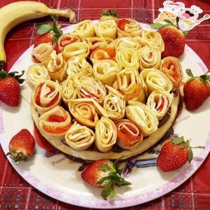 Bouquet de crêpes fraises et crème chantilly