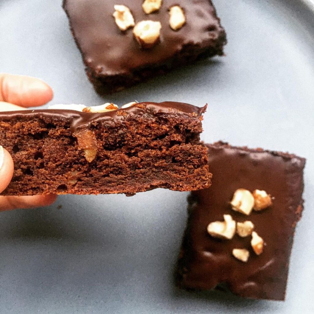 Brownie choco noisettes et crème de marrons
