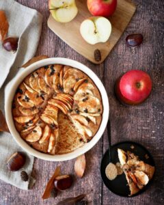 Moelleux aux pommes à la cannelle et aux amandes crunchy