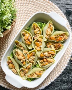 Farcis aux moules sur brocolis