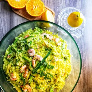 Salade de riz safrané aux jus d’ agrumes Salade de riz safrané aux jus d’ agrumes