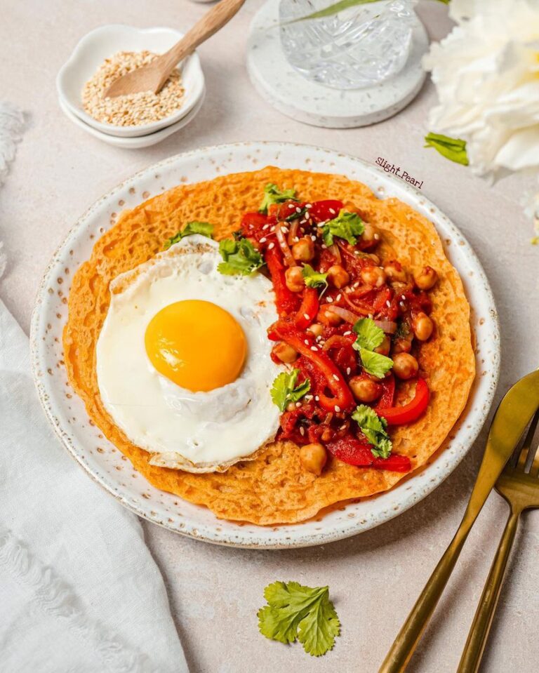 Crêpe de lentilles corail façon Chakchouka Crêpe de lentilles corail façon Chakchouka
