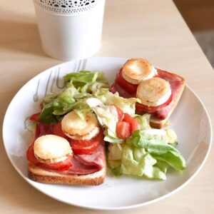 Toast chèvre jambon tomate