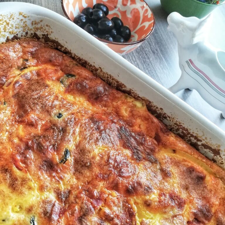 Clafoutis olives chorizo poivron Clafoutis olives chorizo poivron