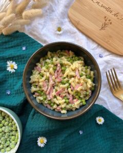 Risotto de coquillettes – petits pois et lardons Risotto de coquillettes – petits pois et lardons