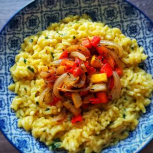Couronne de risotto safrané aux petits légumes Couronne de risotto safrané aux petits légumes