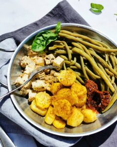Tofu aux haricots verts et pommes de terre