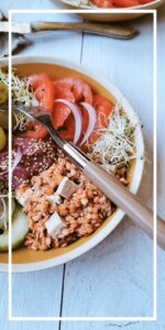 Salade de lentilles corail tomates et concombre