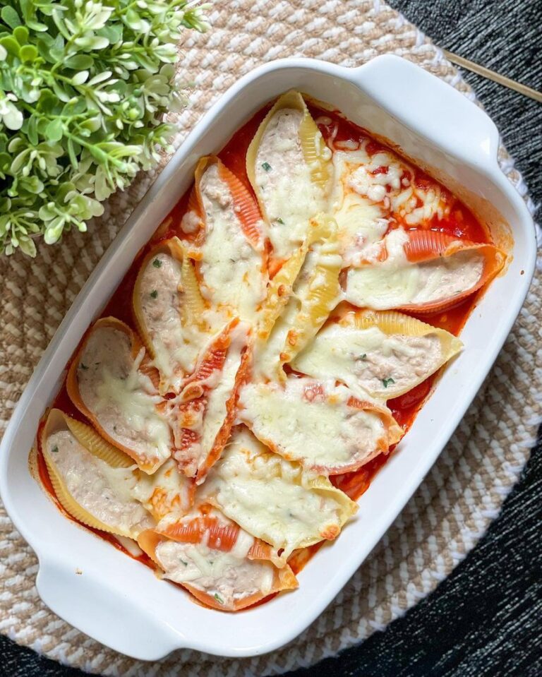 Conchiglionis farcis au thon, au fromage frais et à l’emmental