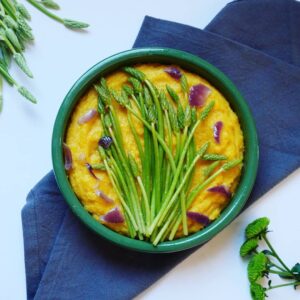 Aspergettes poelées sur lit de polenta Aspergettes poelées sur lit de polenta