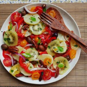 Salade tiède de pommes de terre à la grecque