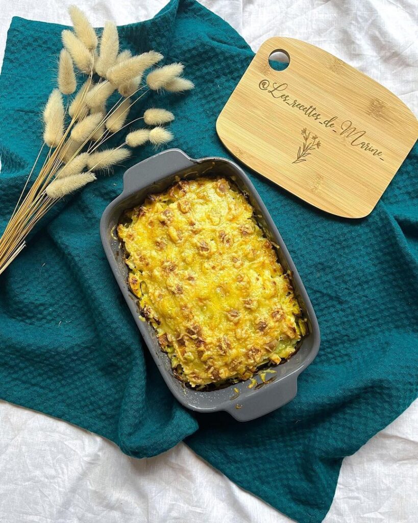 Gratin de ravioles et poireaux