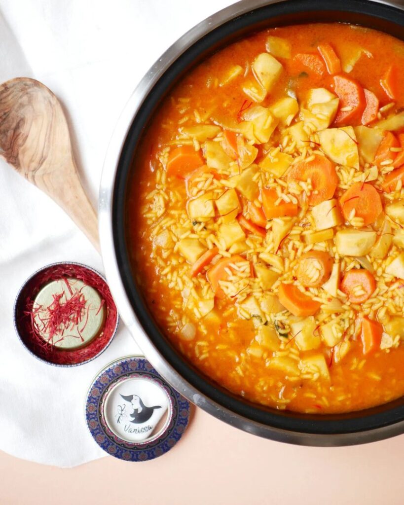 One pot rice au bouillon safrané