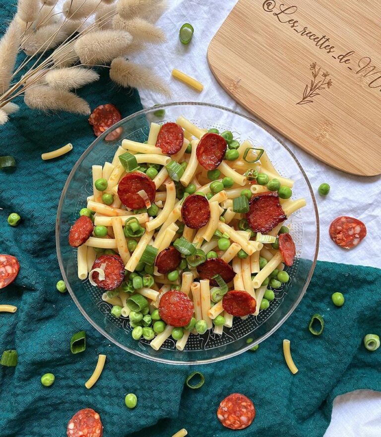 Salade de pâtes – chorizo et petits pois Salade de pâtes – chorizo et petits pois