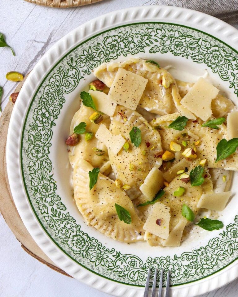 Raviolis maison ricotta – pesto de truffe