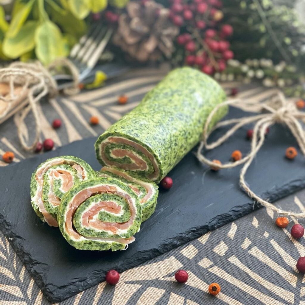 Roulé de fromage aux épinards