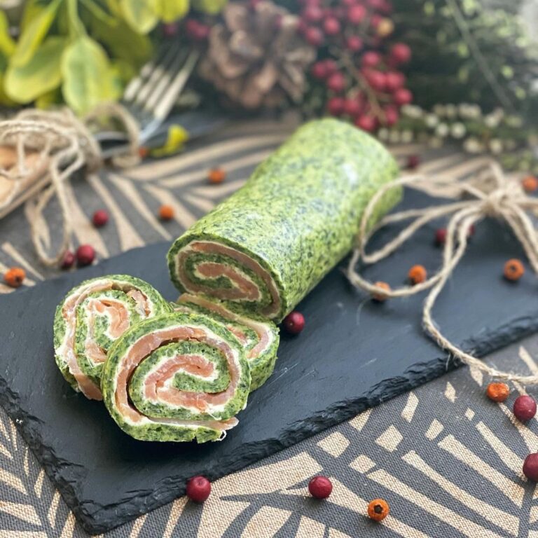 Roulé de fromage aux épinards