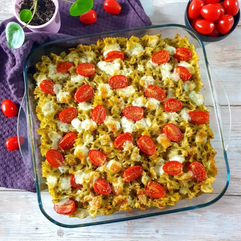Gratin de pâtes au pesto