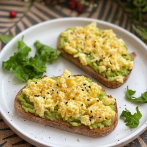 Toasts avocat et œufs brouillés Toasts avocat et œufs brouillés