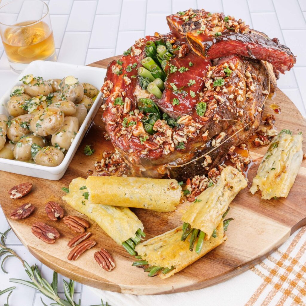 Bourbon Glazed Pecan Prime Rib