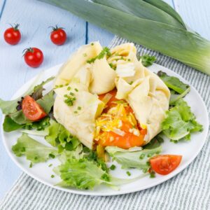 Ballotine de crêpe saumon poireaux Ballotine de crêpe saumon poireaux