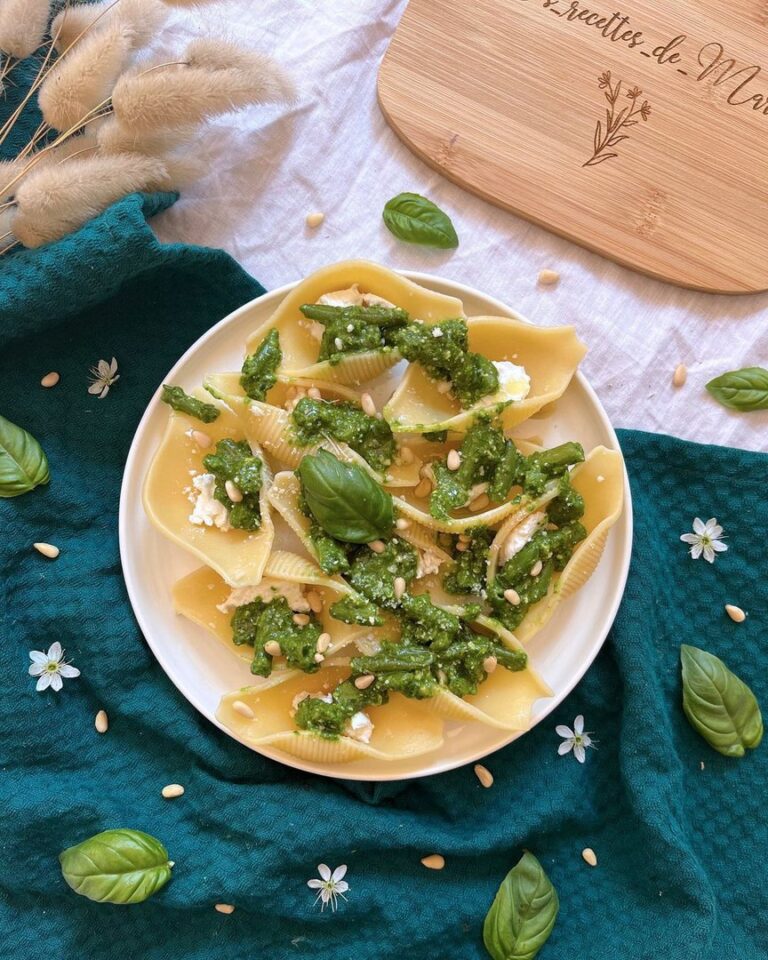 Pâtes au pesto d’épinards et haricots verts Pâtes au pesto d’épinards et haricots verts