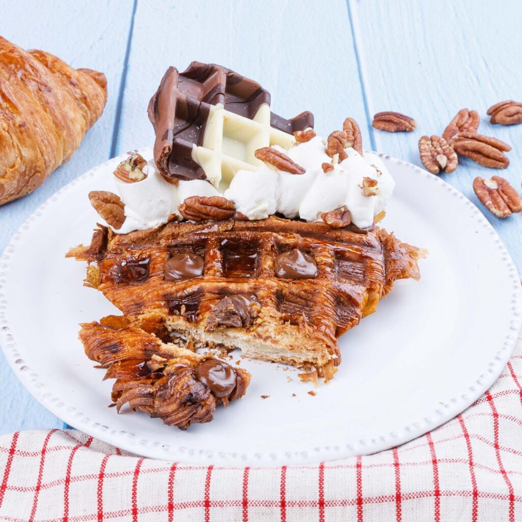 Waffle folhado de chocolate