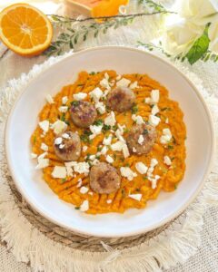Purée butternut orange boulettes et feta Purée butternut orange boulettes et feta