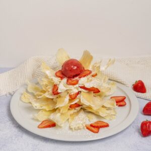 Flor de crepes de morango