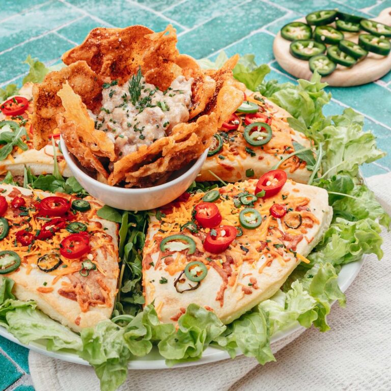 Pizza de salchichas y chips!