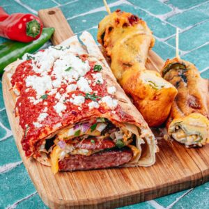 Pimenta frita & rocambole de linguiça