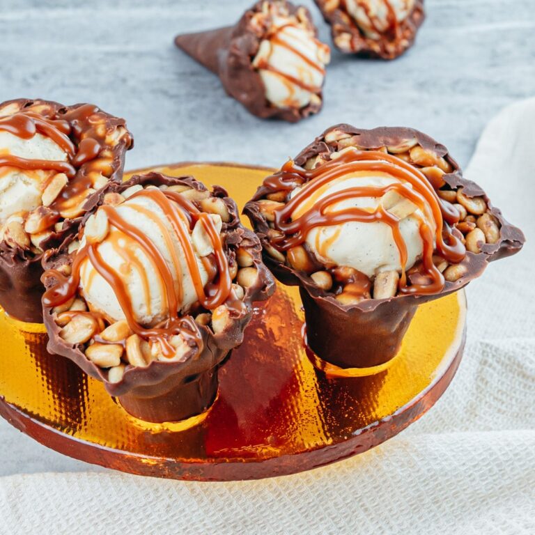 Les cornets de glace au caramel Les cornets de glace au caramel