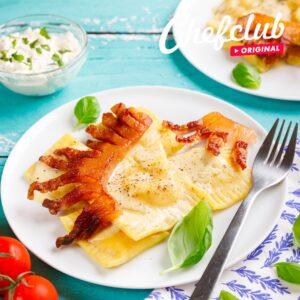 Ravioli mit Ei und Speck Ravioli mit Ei und Speck