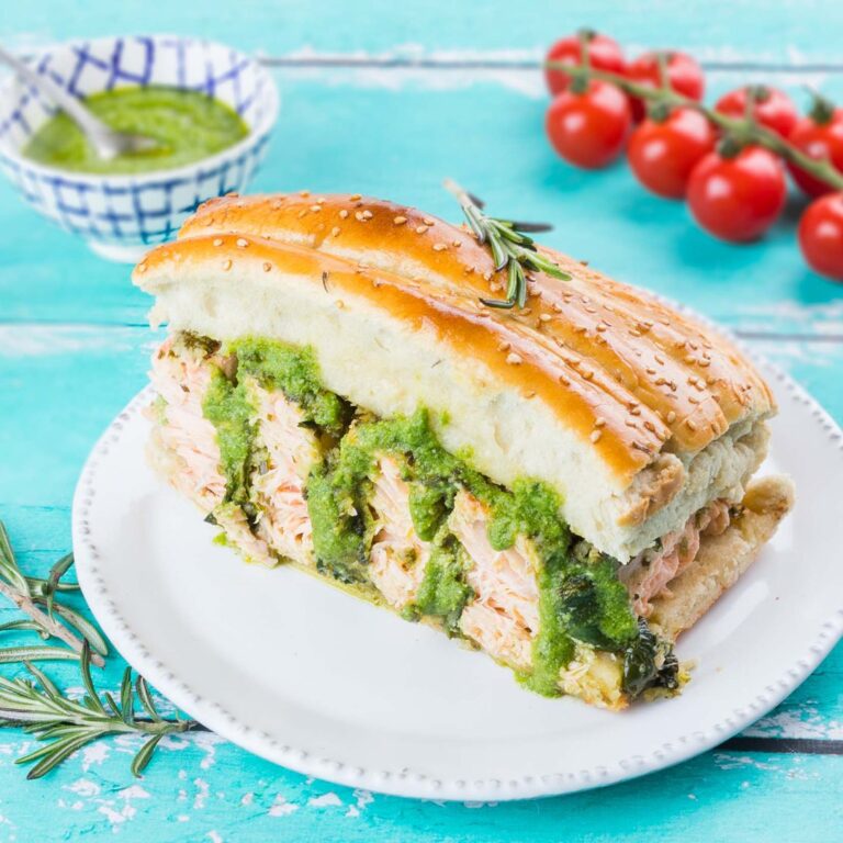 Focaccia mit Lachs und Pesto