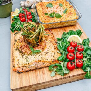 Gegrillter Lachs mit Makkaroni Gegrillter Lachs mit Makkaroni