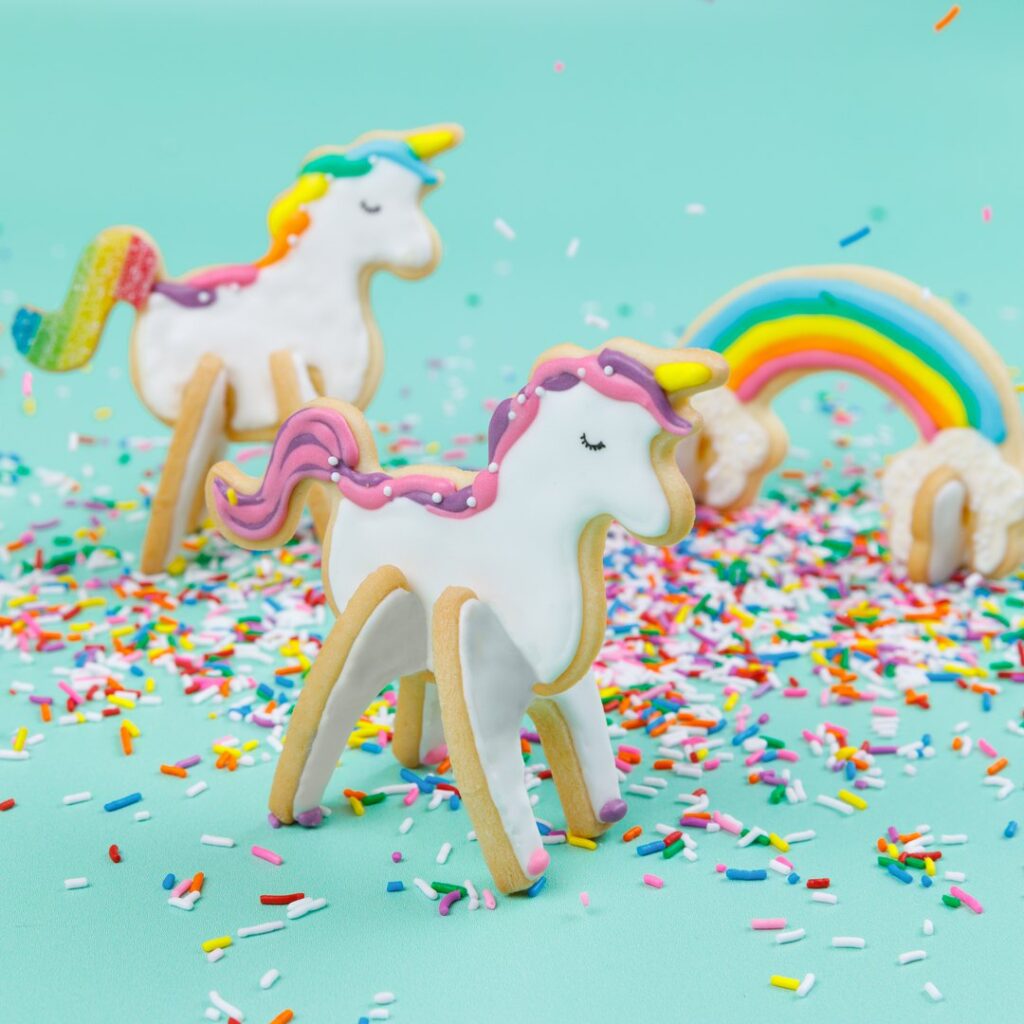 Regenbogen Einhorn Kekse