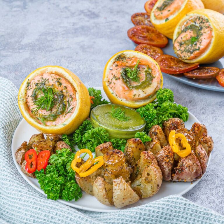 Salmón al limón y flores de patata!