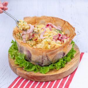 Macarrão queijudo com presunto Macarrão queijudo com presunto