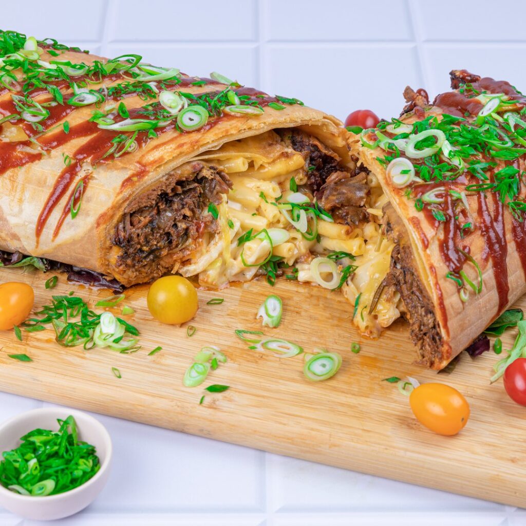 Torta enrolada de costelinha