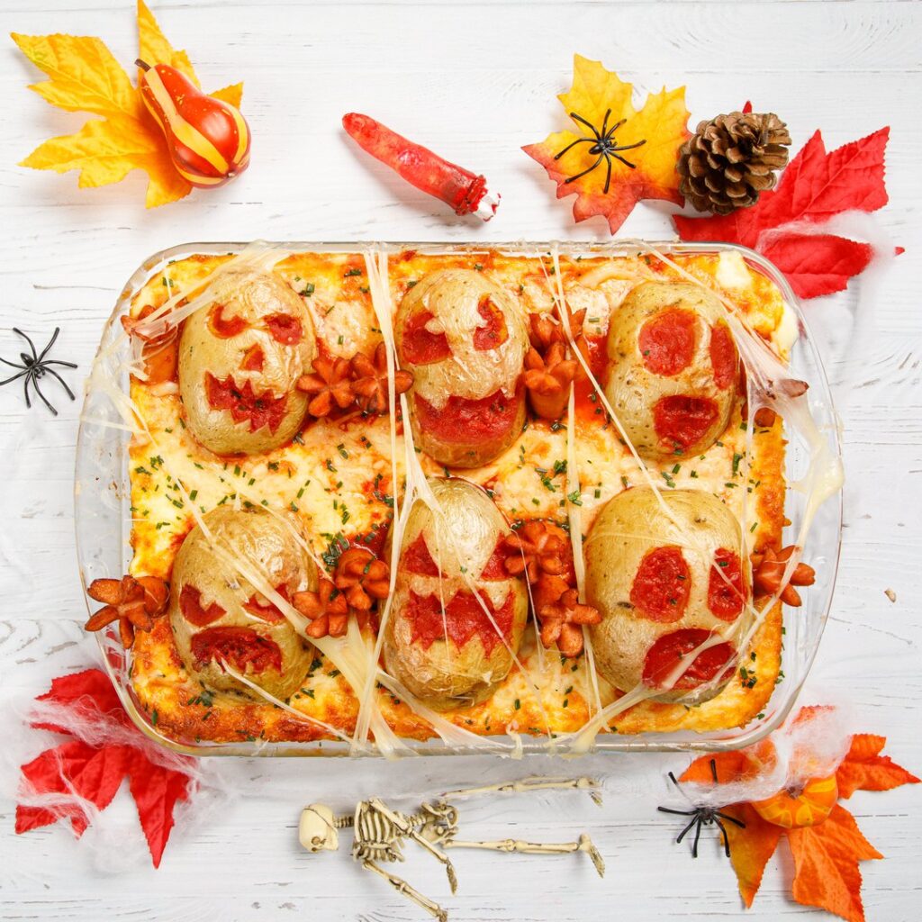 Gratin purée saucisse d&rsquo;Halloween