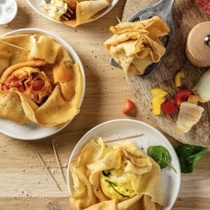 Crêpes quiches aumônières Crêpes quiches aumônières