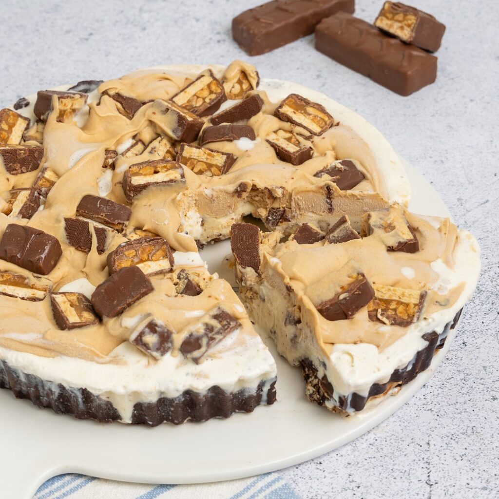 Waffle Cone Crusted Snickers Pie