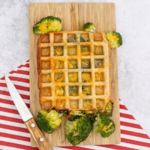 Smashed Broccoli & Cheddar Waffles