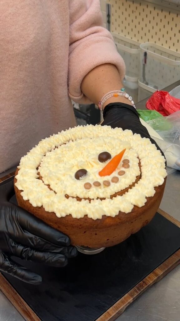 Snowman Peppermint Ice Cream Cake